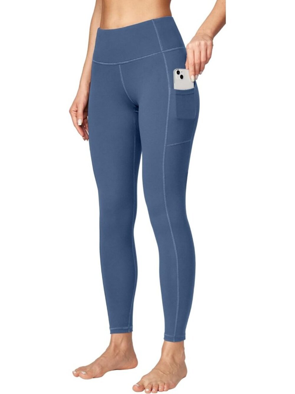 Women's Grey Blue Tummy Control Workout Imported Compression Yoga Leggings